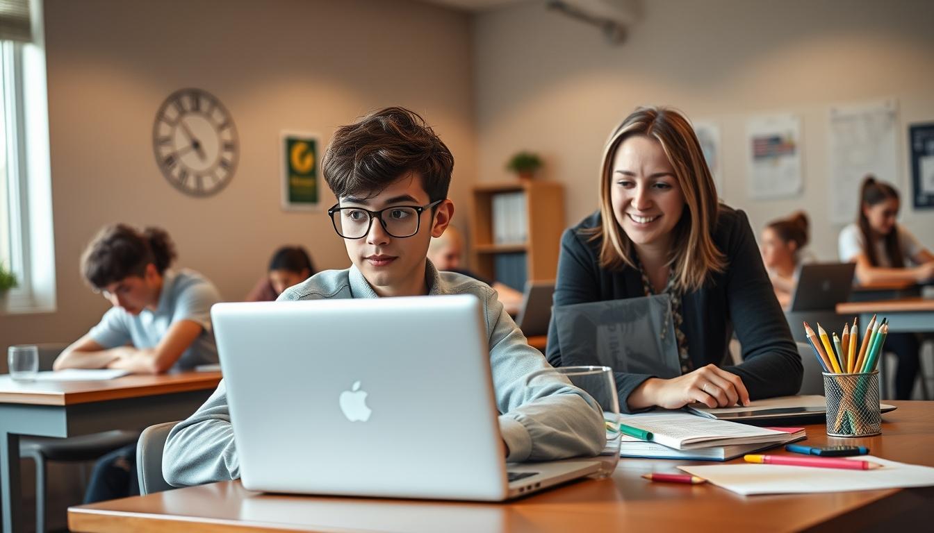 Student using online courses for flexible education