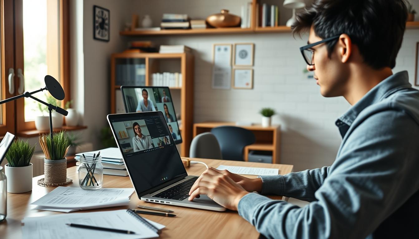 Student using learning strategies while studying